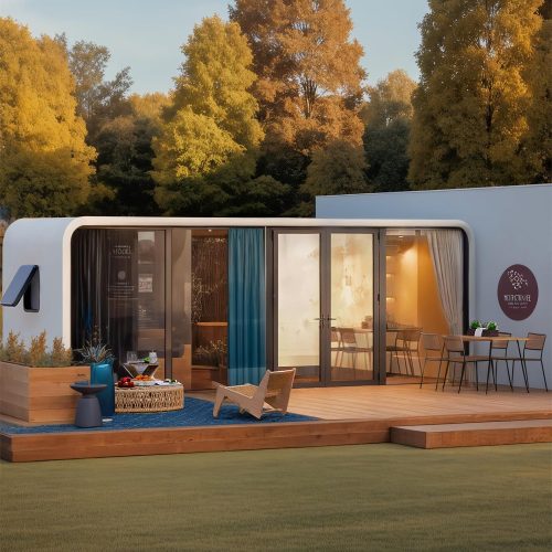 AMGUI Modern Single Luxury Apartment Container, Holiday Cabin, Modular prefabricated Building House, one Bedroom, one Living Room and one Bathroom (Space Capsule)