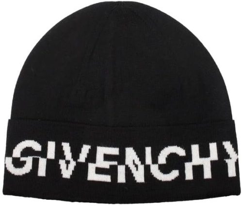 Givenchy Men’s Wool Beanie Hat – Black & White Designer Knit – Luxury Winter Cold-Weather Cap