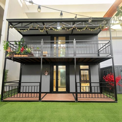 Luxury 2 Story Prefab Tiny Home for Sale – Small Homes with 1-4 Bedrooms 1Full Equipped Kitchen and Bathroom Mobile Tiny Houses to Live in for Adults Foldable Modular House Container Cabin Kits