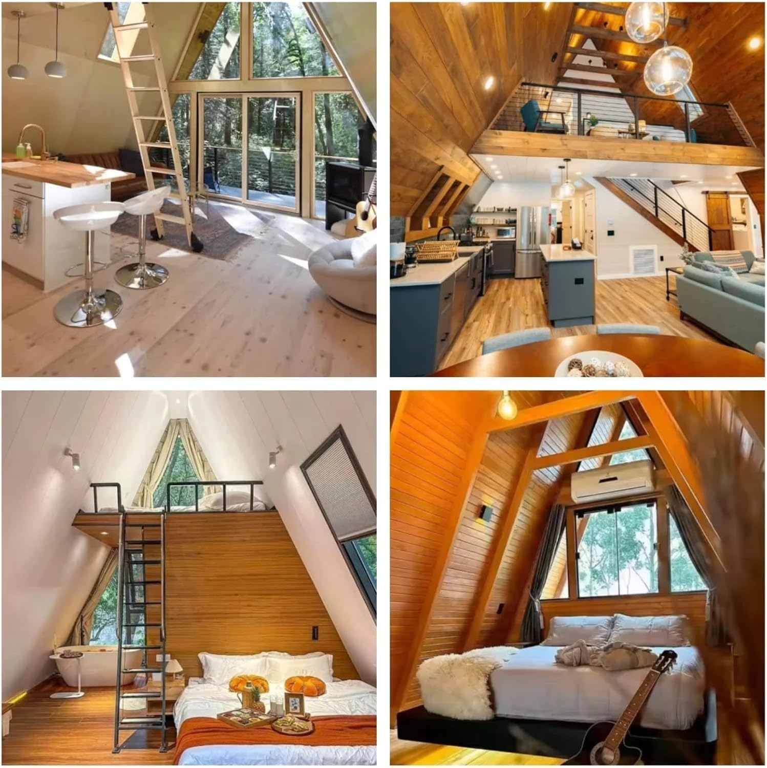 Prefab Triangle Frame Tiny Home for Sale 2-4 Bedroom 1 Living Room 2 Bathroom 1 Kitchen Portable Cabin for Backyard Living, Glamping and Off-Grid Retreat 2-Story Tiny House to Live in for Adults - Image 5