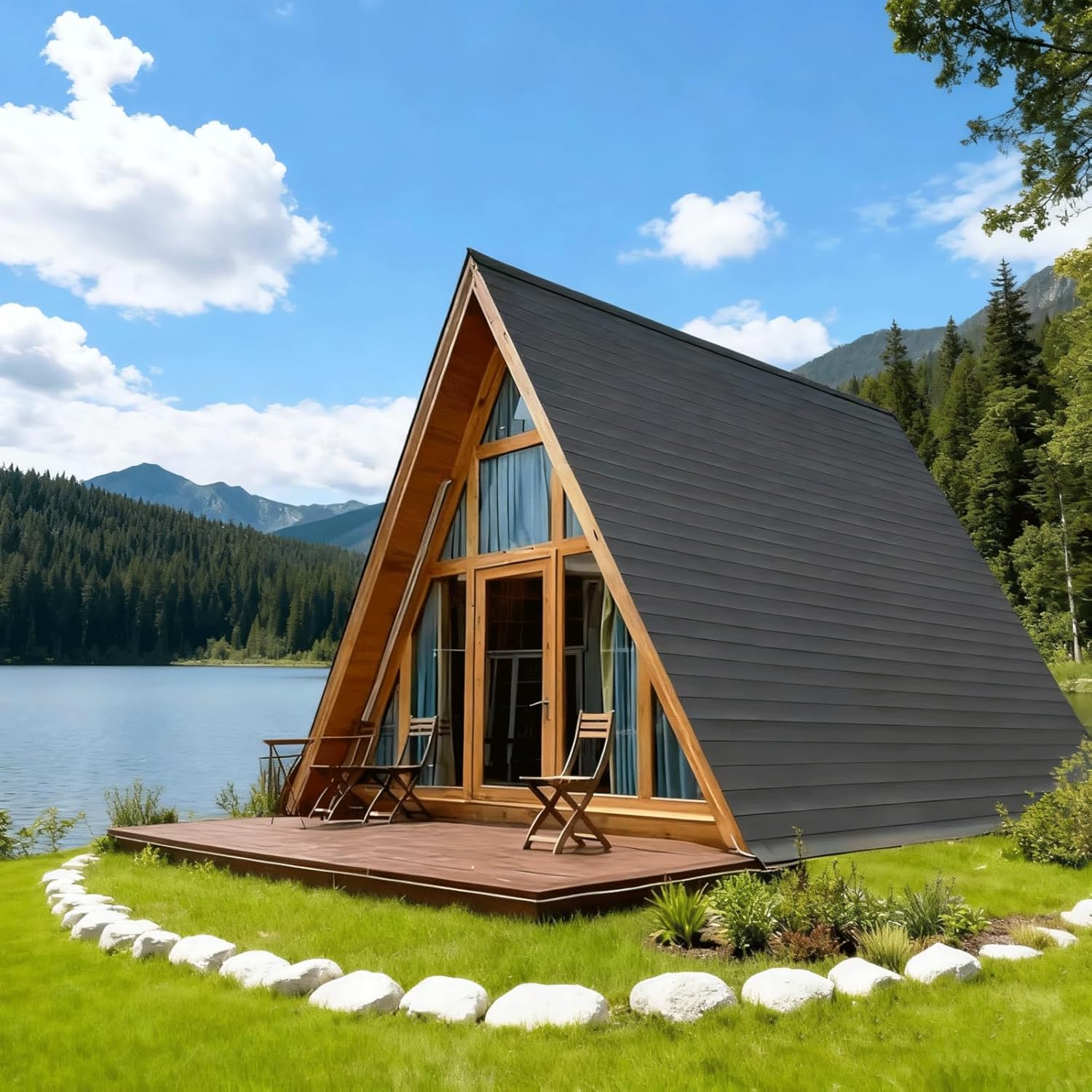 Prefab Triangle Frame Tiny Home for Sale 2-4 Bedroom 1 Living Room 2 Bathroom 1 Kitchen Portable Cabin for Backyard Living, Glamping and Off-Grid Retreat 2-Story Tiny House to Live in for Adults - Image 2