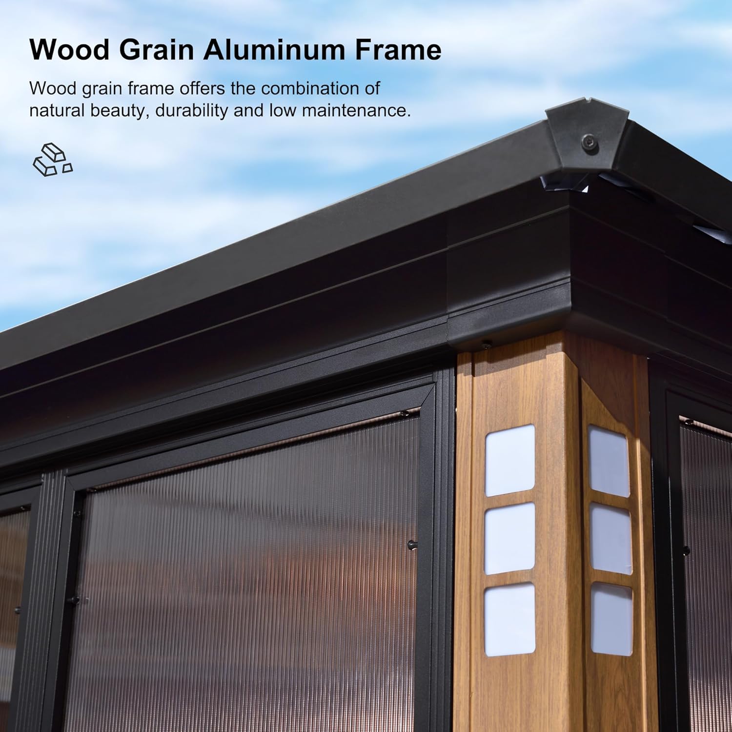 PURPLE LEAF 12' X 14' Patio Hardtop Gazebo Double Top Outdoor Screen Aluminum Solarium Backyard with Detachable Windows - Image 4